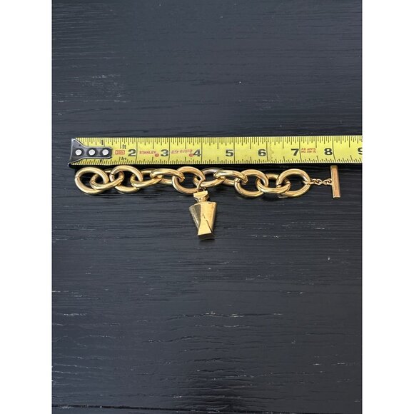 Guerlain Paris Chunky Chain Bracelet W Perfume Bottle Charm Made in France Heavy - Picture 7 of 10